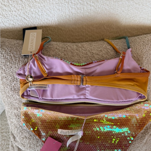 Gianni Bini x Dannijo Iridescent Orange Sequin Two-Piece Bikini - Picture 4 of 6